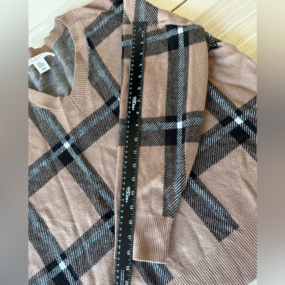 Max Studio brown black pullover plaid v-neck sweater plus size 2X - Picture 5 of 7